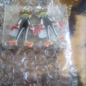 Frog Painter Earrings